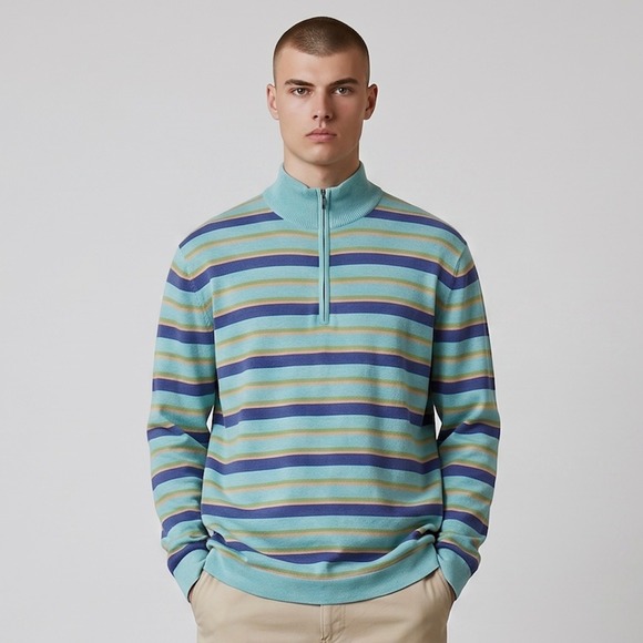 Peter Millar Other - Peter Millar Crown Sport Marion Sweater Multi-Stripe 1/4 Zip Pullover Men M